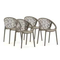 RATTATAN Set de 4 chaises en polypropylène avec fibre de verre empilables pour extérieur et jardin, bar, restaurant ou cuisine, design moderne - Lar_0