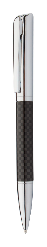 Stylo à bille en métal - corps en carbone - couleur argenté - encre bleue - 23,6g_0