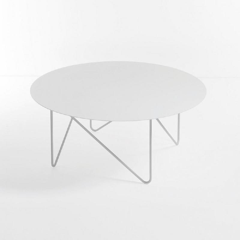 Table basse ronde SHAPE - acier blanc sablé - design contemporain - Ø90 cm_0