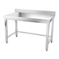 Table de travail en inox 1600 x 800 mm adossée avec renfort PREMIUM / GOLDINOX - gris inox 3701770802043_0