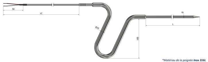 Thermistance à piquer - Poignée ergonomique - HP20 - PTC et NTC - Différents diamètres et câbles_0