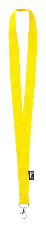 Tour de cou en polyester RPET - jaune - avec mousqueton en métal - 10g_0