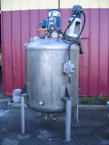 Cuve simple enveloppe agitée 1000 litres d'occasion - émulsionneur central Silverson et agitateur à hélice_0