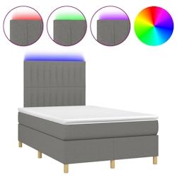 Décoshop26 - Lit LED 120x200 cm avec sommier, tête de lit réglable et matelas en tissu gris foncé TDL0208404 - gris_0