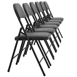 Décoshop26 - Lot de 6 chaises de bureau conférence visiteur pliable en synthétique gris et métal noir 03_0005806 - gris 3000685299789_0