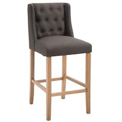 Décoshop26 - Tabouret de bar style classique en tissu gris foncé dossier capitonné et pieds en bois clair 10_0000721 - gris 3000744969608_0