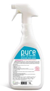 Détachant avant lavage Ecocert non parfumé 1L spray - PureDetach1 - renforçateur alcalin ultra dégraissant_0