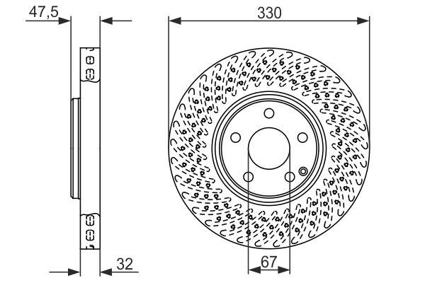 Disque de frein Bosch 0986479334 - Avant - poinçonné et ventilé - 5 trous_0