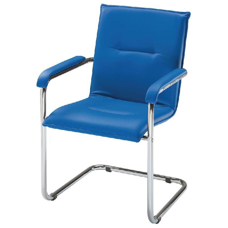 FAUTEUIL VISITEUR SILLA - EN SIMILI CUIR -  HAUTEUR DOSSIER 45 CM - COULEUR BLEU (PRIX UNITAIRE)