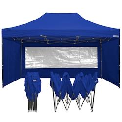FRANCE BARNUMS Tente pliante 3x4,5m pack fenêtres - 4 murs - acier 31mm/polyester 320g - bleu - FRANCE-BARNUMS - bleu acier 1-34-01F_0