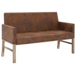Helloshop26 - Banc banquette avec accoudoir 140 cm marron similicuir daim 02_0010828 - 3000595447768_0