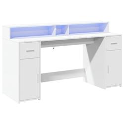 Helloshop26 - Bureau table poste de travail meuble d'ordinateur informatique étude avec lumières LED 160 x 55 x 91 cm bois 02_0023408 - 3000214306919_0