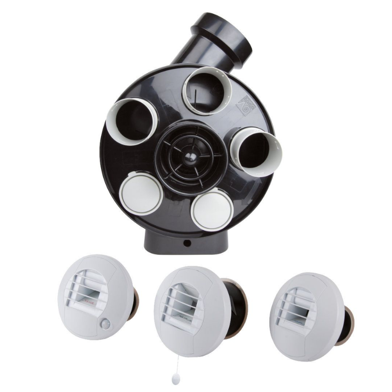 Kit Hygro B VMC simple flux hygroréglable PENTA ES + 3 bouches cordon et à piles - Axelair - KHBMST5160_0