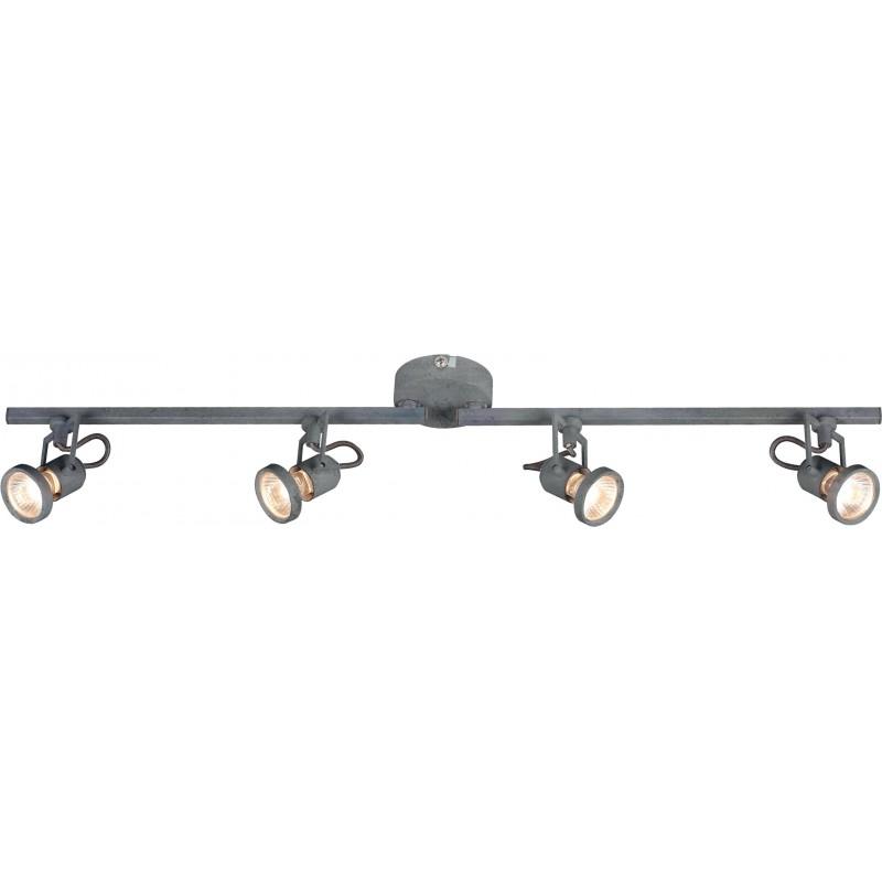 Plafonnier spot industriel LED 4 têtes Concreto 78 cm - béton - ampoules GU10 incluses_0