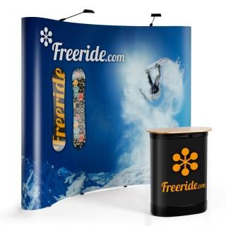 Stand parapluie 3x3 Eco - Structure aluminium, visuel HD polyester M1 avec plastification, caisson rigide inclus_0