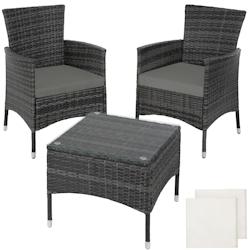 Tectake Salon de jardin Lucerne 2 places avec 2 sets de housses - gris - 402864 - gris multi-matériau 402864_0