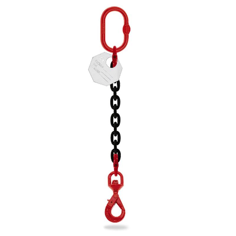 Élingue chaîne 1 brin - diamètre 10 mm - crochet automatique à émerillon - sans crochet raccourcisseur - ECAE11002_0