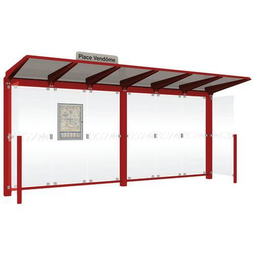 ABRI BUS VENISE 5 M - BARDAGES LATÉRAUX ET LEDS - ROUGE 3004 - PROCITY