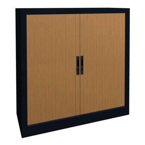 ARMOIRE MÉTAL À RIDEAUX PVC LAME RECOUVERTE 100 X 102CM COLORIS HÊTRE/ANTHRACITE - MANUTAN COLLECTIVITÉS