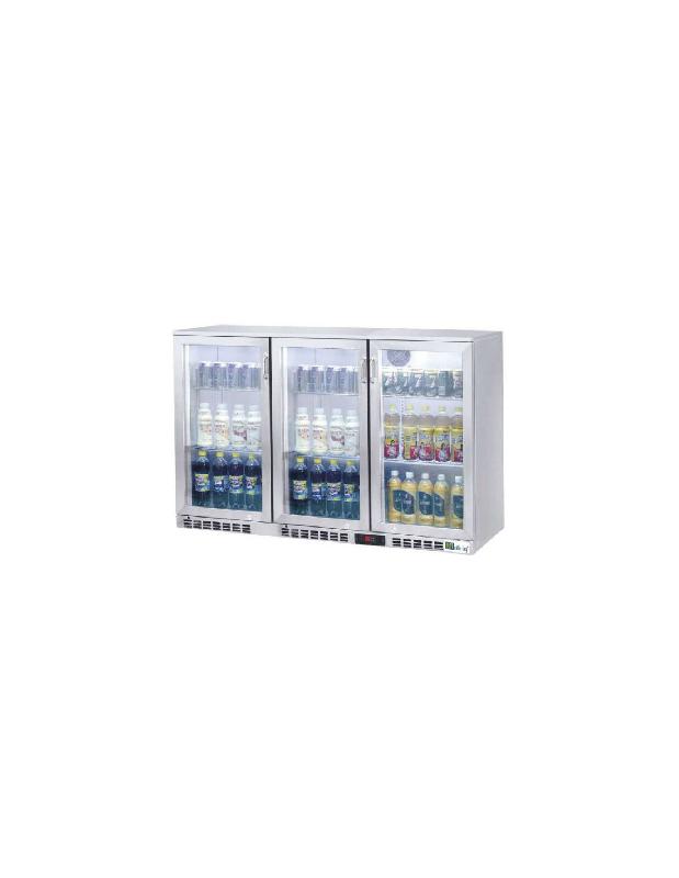 Arrière-bar 3 portes vitrées inox - 320L - Thermostat électronique - Éclairage LED - C3BI_0