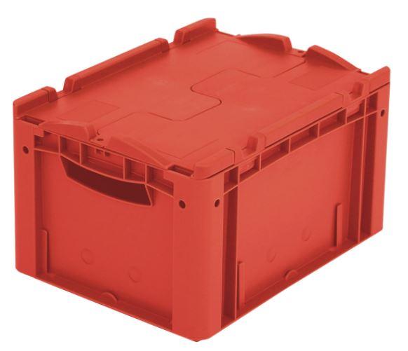 Bac gerbable norme europe, série xl, rouge  avec couvercle double rabat intégré capacité de charge 30 kg, volume 20 litres_0
