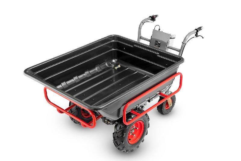 Brouette électrique 4 roues à châssis tubulaire extensible et amovible + benne plastique 300L 300KG - batterie 40V / 6Ah Torros EP300P_0
