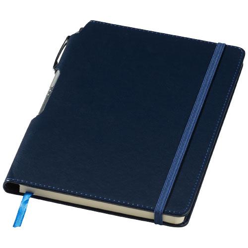 Calepin A5 à couverture rigide - 80 feuilles à lignes crème avec stylo Panama intégré_0