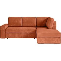 Canapé d'angle droit convertible ARTEMIS 4 places - Velours côtelé terracotta - L246 x P174 x H96 cm LOUNGITUDE - 3666749564790_0