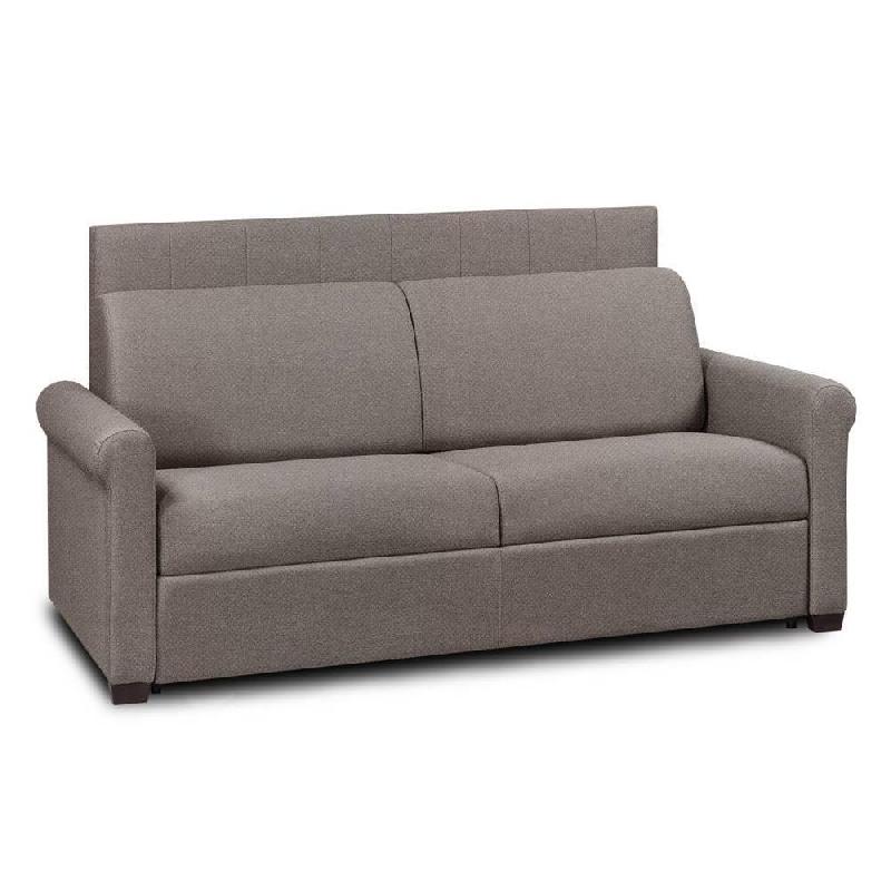 Canapé-lit OPERA Express - Lattes 120 cm - Matelas 16 cm - Tête de lit intégrée - Velours marron foncé_0