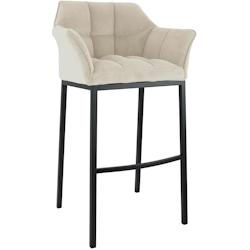CLP Tabouret de bar Damaso Cord avec piètement à quatre pieds Crème/Noir - beige métal 326349_0