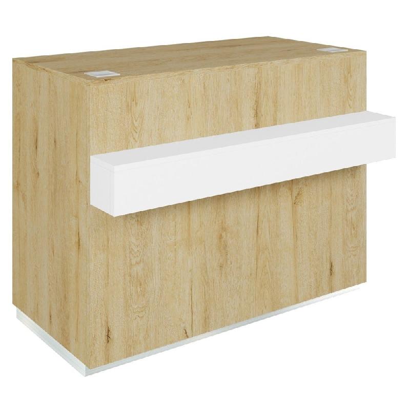 Comptoir Cage chêne clair repose sac blanc 1 tiroir 2 tablettes 120x60/76x93cm_0