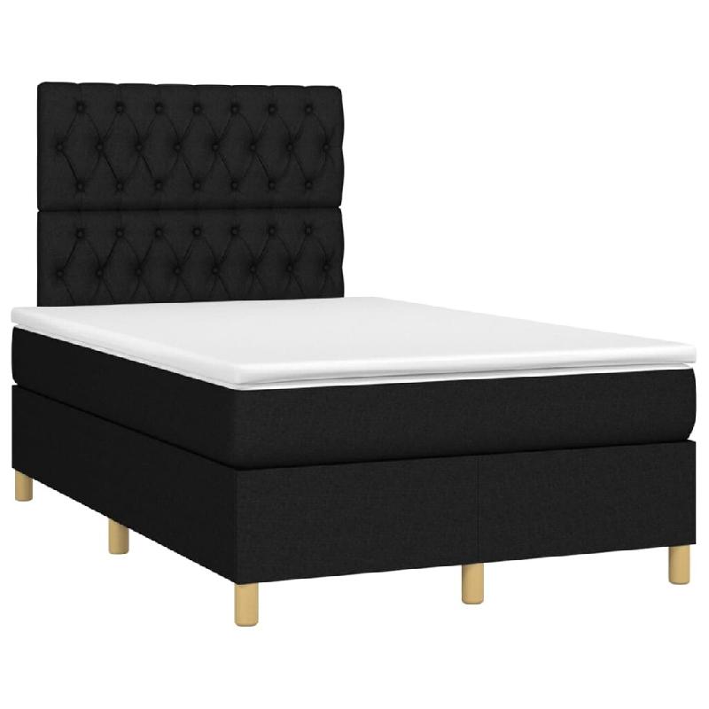 Décoshop26 - Cadre de lit LED avec sommier tête de lit matelas 120 x 200 cm tissu noir TDL0209302 - noir 3001711082726_0