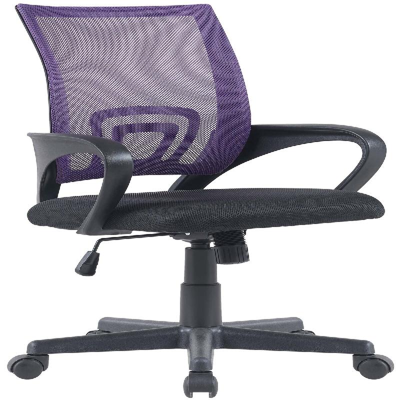 Décoshop26 - Chaise de bureau sur roulettes hauteur réglable accoudoirs en maille violet cadre plastique noir 10_0006922 - violet 3000265836359_0