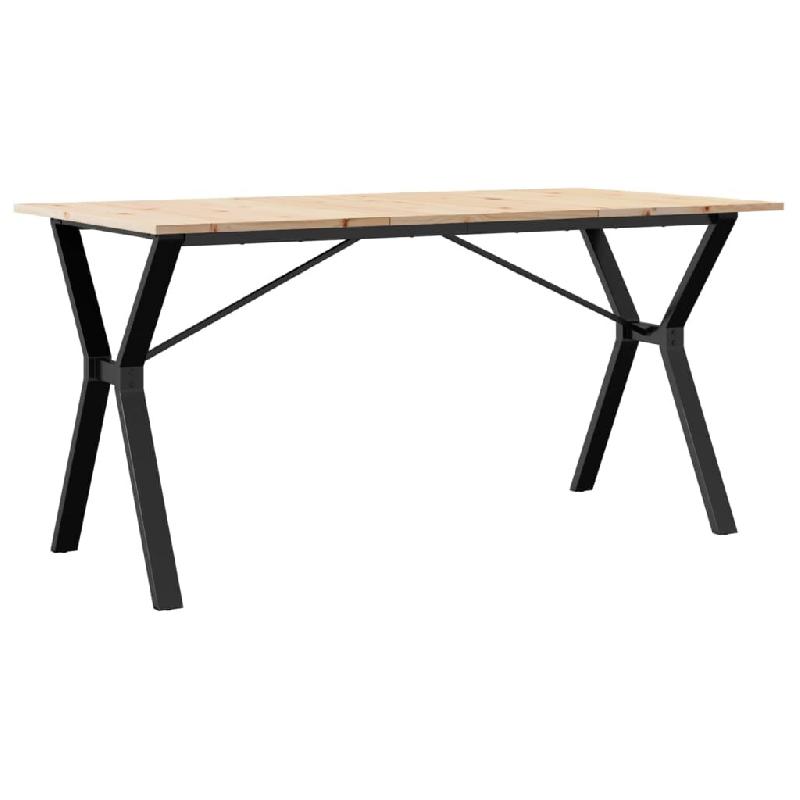 Décoshop26 - Table de salle à manger design industriel 160 x 80 x 75 cm bois de pin massif et acier DEC036826 - acier 3000261422334_0