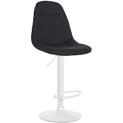 Décoshop26 - Tabouret de bar x1 avec repose-pieds hauteur réglable pivotant assise en tissu noir cadre métallique blanc 10_0004853 - blanc 30002523_0