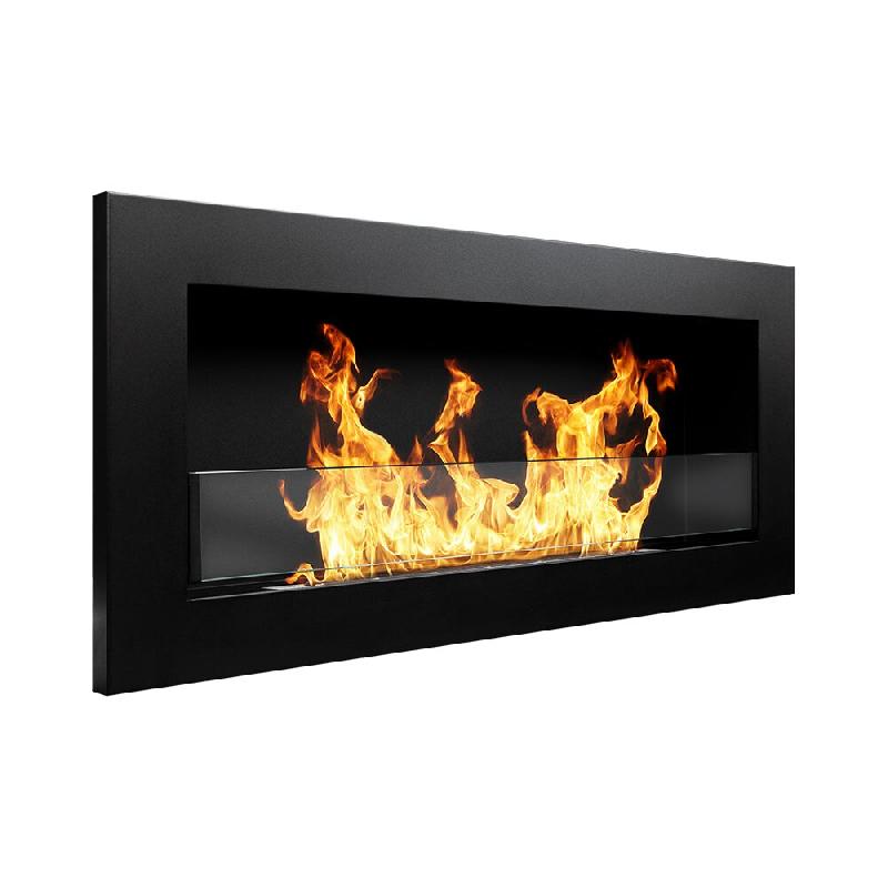 Divina Fire Cheminée au bioéthanol murale ou encastrée Livorno Noir L 90 x P 12 x H 40 avec vitre - noir 8055829980967_0