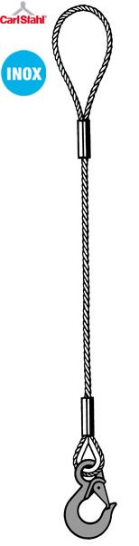 Élingue câble en acier inoxydable - boucle et crochet à linguet - capacité 600kg à 3,6t - Ø 8 à 20mm_0