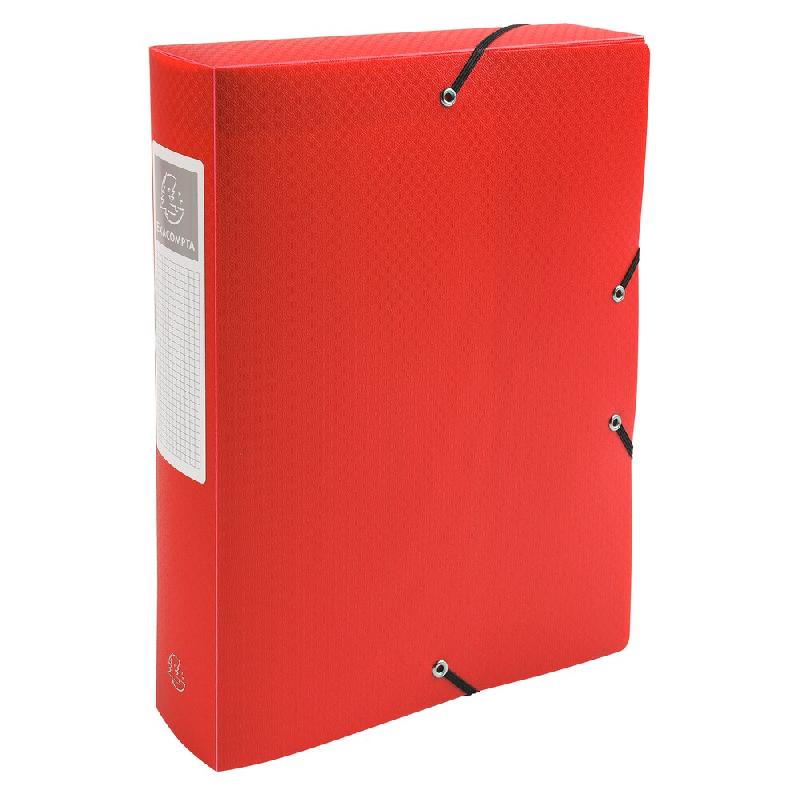 Exacompta - Réf. 59885E - 8 boites de Classement Exabox Dos 60mm polypropylène 7/10e OPAK - A4 - Rouge - rouge plastique 59885E_0