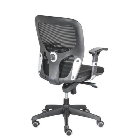 CHAISE DE BUREAU ANZIO - DOSSIER EN MAILLE AVEC ACCOUDOIRS- SOUTIEN LOMBAIRE- MÉCANISME SYNCHRONE- PIEDS NOIR