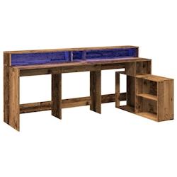 Helloshop26 - Bureau table poste de travail meuble d'ordinateur informatique étude avec lumières LED vieux bois bois d'ingénierie 02_0023438 - 3000_0