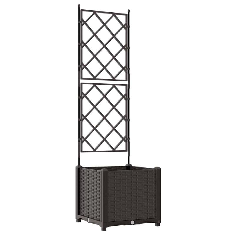 Helloshop26 - Cache-pot de jardin moderne extérieur épuré 40 x 40 x 143 cm en acier marron 02_0058511 - marron acier 3000240628375_0