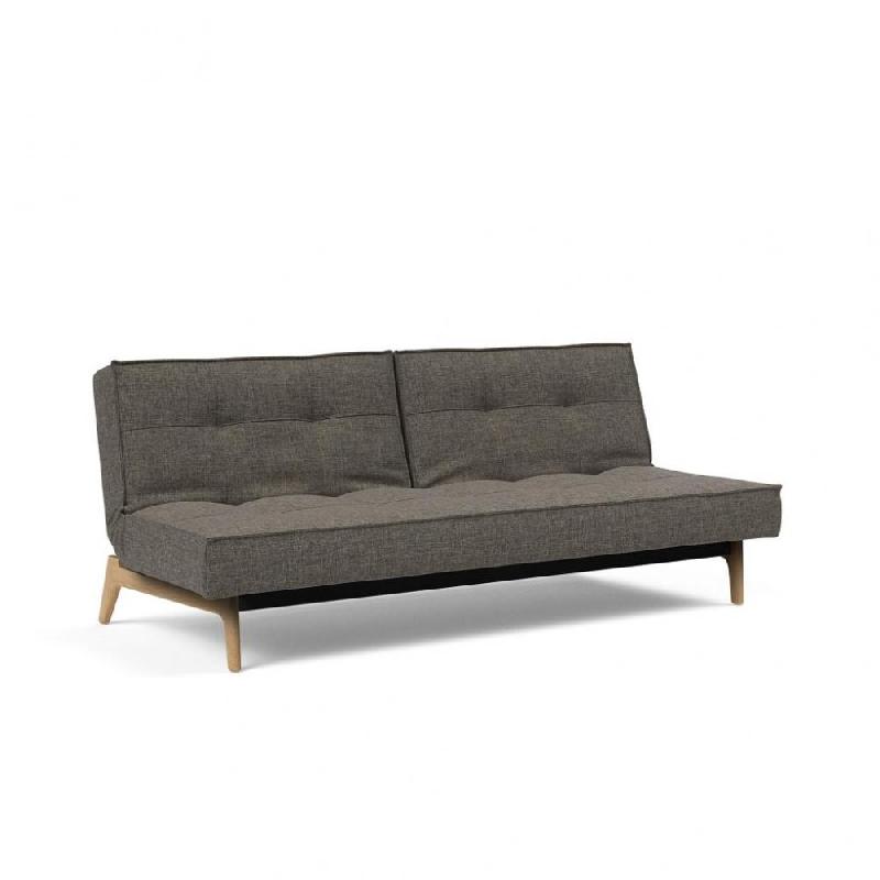 Canapé convertible Innovation Living Splitback Eik - 115x200 cm - Tissu Flashtex Dark Grey - Pieds en chêne massif_0