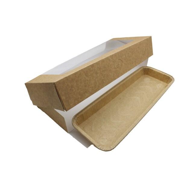 Kit pâtisserie (boîte fenêtre kraft + moule rect) 320x140x55mm par 125 JORIDEAL - marron papier 3519400999076_0