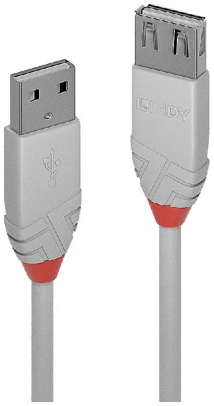 LINDY Câble USB USB 2.0 USB-A Mâle, USB-A Femelle 3,00 m Gris 36714 - 4002888367141_0