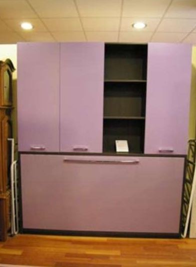 Lits escamotables - Armoire-lit Tobi 90x190 cm avec surmeuble et finition wengé violet/parme_0