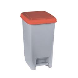 Medial International Slim Poubelles à pédale avec couvercle coloré Polypropylène Gris-Rouge 60 lt - 909977_0