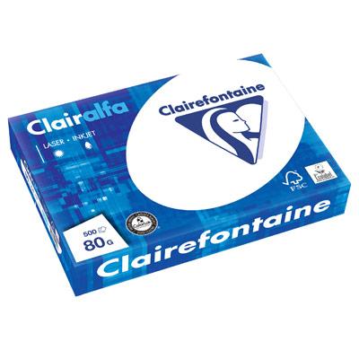 PAPIER A4 BLANC CLAIRALFA - 80G - CIE 171 EXTRA-BLANC - RAMETTE DE 500 FEUILLES - LOT DE 5