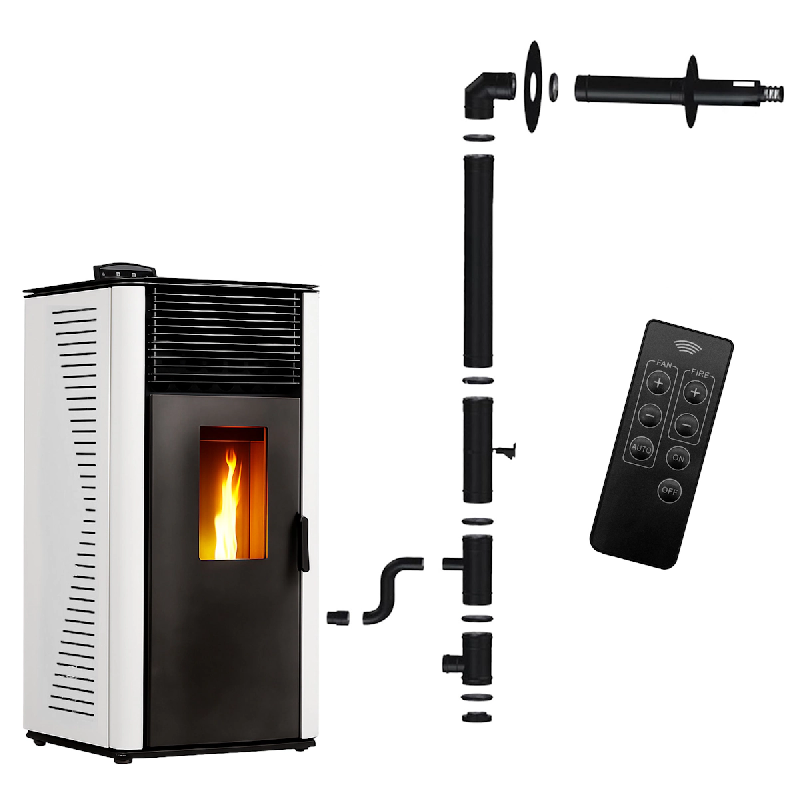Poêle à granulés étanche Anita 12 kW Blanc Sannover + Kit d'installation Complet - 3760401213337_0