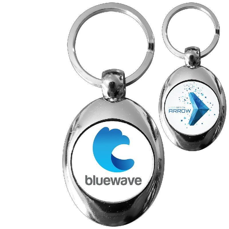 Porte-clé publicitaire Métal ovale double faces_0