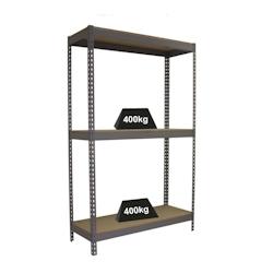 PROREGAL Étagère pour charges lourdes WOOD YETI THREE | HxLxP 200x120x75cm | Charge du compartiment 400kg | Gris - gris métal PR_RS19-28_0